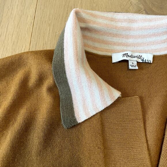 Madewell Colorblock Merino Wool Polo Sweater - Size Small - Picture 3 of 5